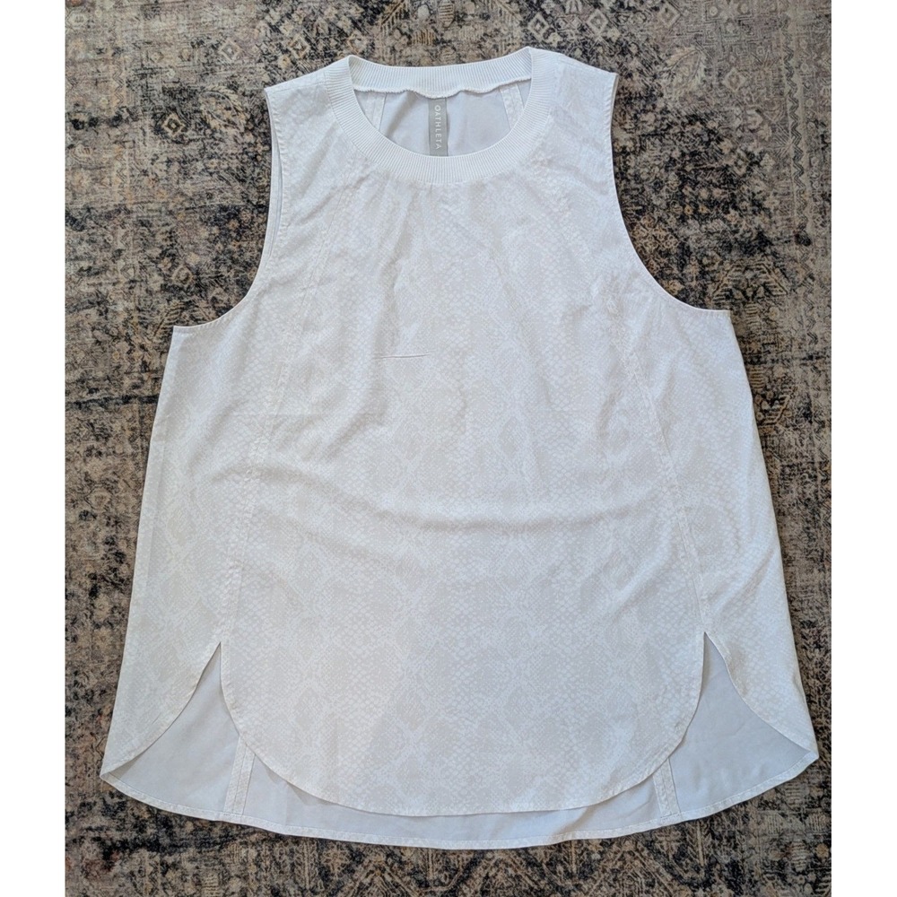 Athleta Women Large Zephry Grey Snakeskin Print Sleeveless Performance Tank Top
